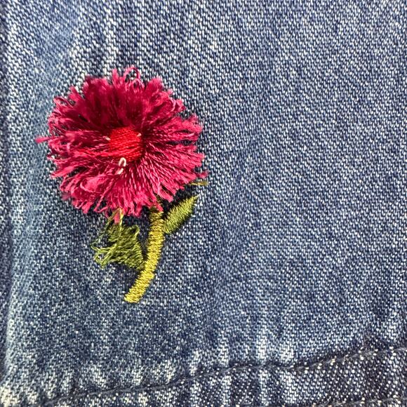 Lemon Grass Vintage Womens Button Denim Shirt Size 18W Floral Embroidered Blue - Picture 5 of 9